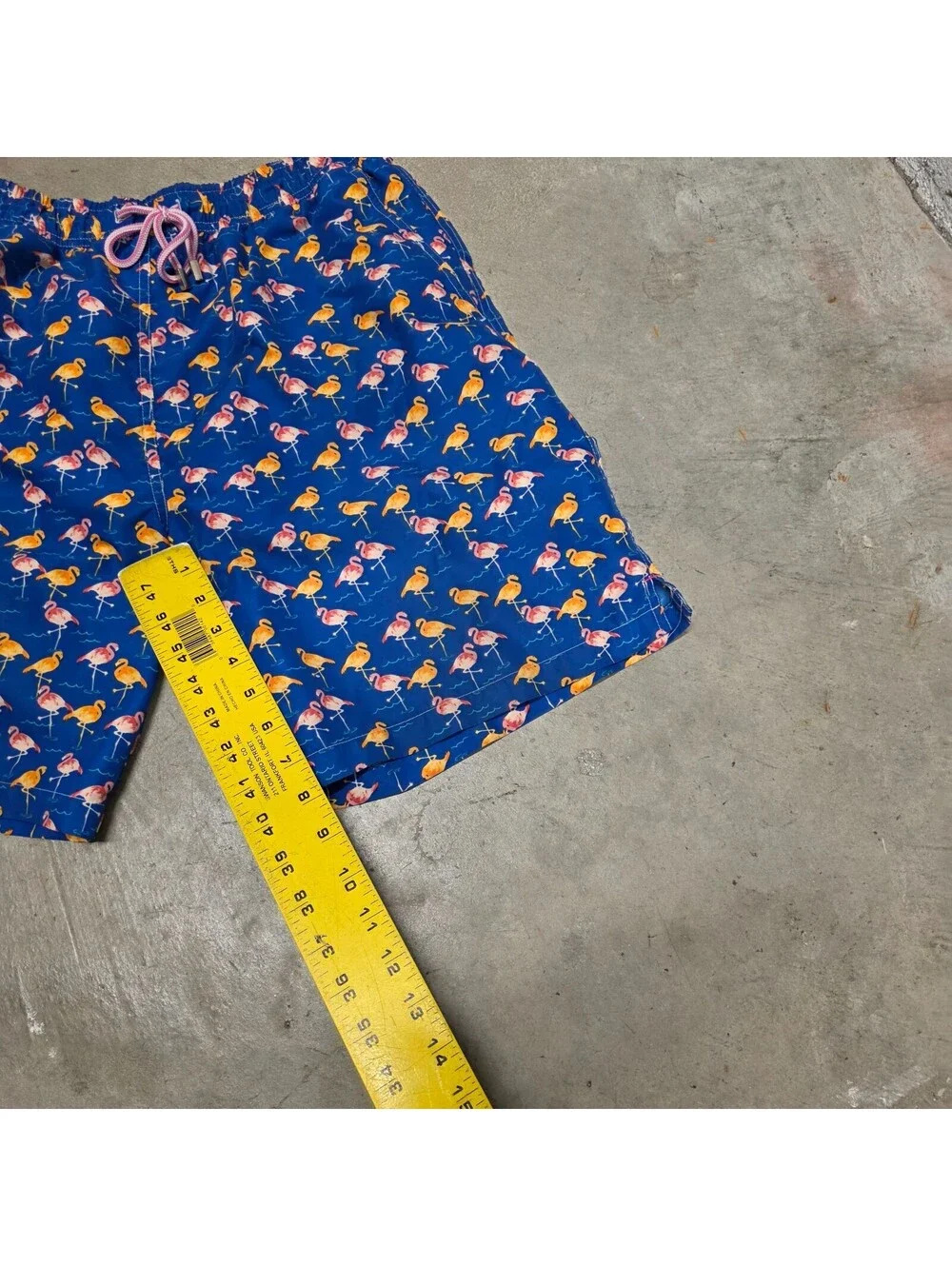 Peter Millar Swim Trunks Shorts Adult Blue Lined Flamingo's Men's Size M Blue